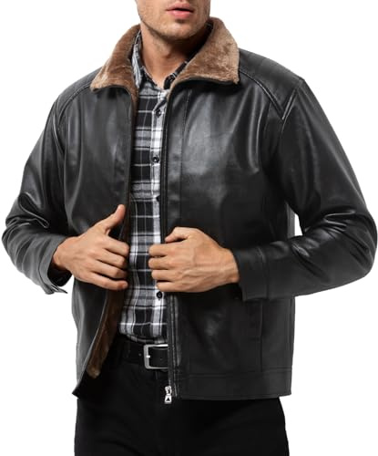 Casey Kevin Chaqueta de Cuero Hombre Caliente Polipiel Cazadora Piel Moto Invierno Sintética Parka
