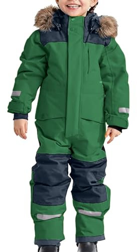 Schneeanzug Kinder - Unisex Matschanzug Skioverall Einteiler Skianzug Mädchen Outdoor Overall Winter Overalls Für Jungen Grün, 150