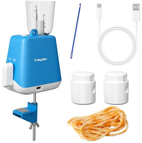 Caydo Strickmühle, Elektrisch Strickmaschine Automatische Herstellung von Strickschläuchen, Deko Schnur Strickliesel, DIY Häkelmaschine für Erwachsene&Kinder (Patentiert)
