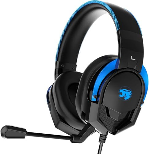 IMYB A88 Gaming Headset with Microphone, Stereo Wired Noise Cancelling Over-Ear Headphones with Mic for Pc, Ps5, Xbox One Series X/s, Ps4, Computer, Laptop, Mac, Nintendo, Gamer (Blue)