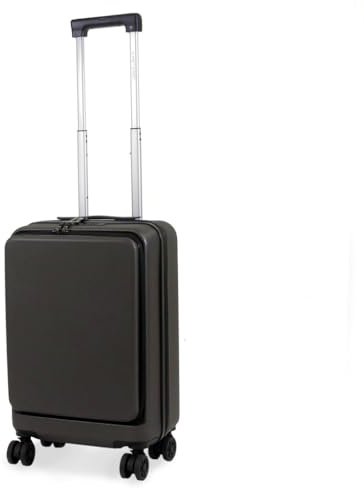 Planet Direct Grey Suitcase (56x35x23cm) with Cup & Phone Holder | Lightweight ABS Hard Shell | Laptop Compartment | 4 Wheel Carry On Luggage Bag with 3-Digit Cabin Suitcase