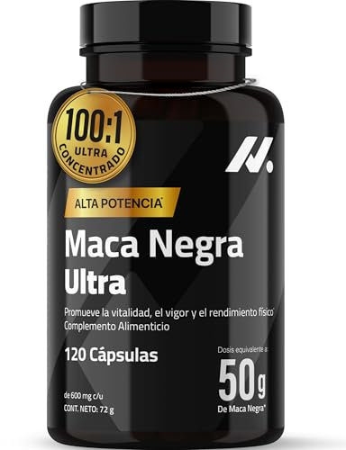 Schwarze Maca Kapseln Hochdosiert 50.000 mg 100:1 – Black Root Extract mit Zink, Vitamin B6 & Kalzium – 120 Kapseln – Maca Wurzel Extrakt für Energie, Vitalität & Testosteron Booster – Nyvos