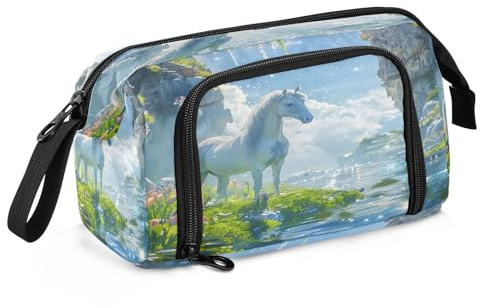 Mnsruu Trousse à crayons grande capacité Motif cheval et ciel Pour garçons et filles, Cheval et ciel, Taille unique, Mode