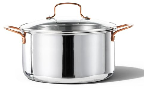 CAROTE 6 Qt Tri-Ply Stainless Steel Stockpot, Non-Toxic Stock Pot with Lid, Soup Pot for Pasta, Even Heating, Oven Safe, Induction, Ceramic and Gas Cooktops Compatible, Sliver