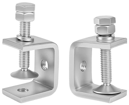 1-3/16 Inch C Clamp, 2 Pcs 304 Stainless Steel C Clamps, Heavy Duty Metal U Clamps, Small Desk G-Clamp Set for Mounting & Fastening, Home DIY, Crafting, Light Duty Repairs(30mm)