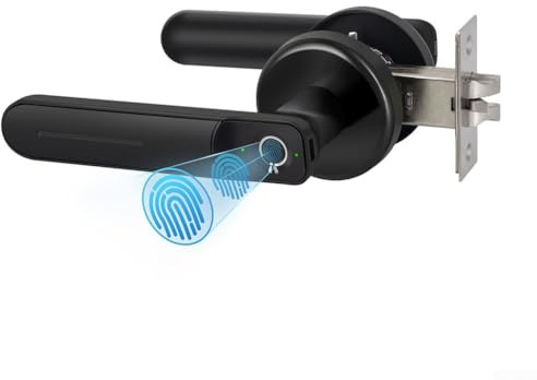 Cerradura inteligente de huellas dactilares para interiores para puertas de habitación con reconocimiento rápido de huellas dactilares, opción de llave mecánica, funcionalidad de carga USB y mecanismo