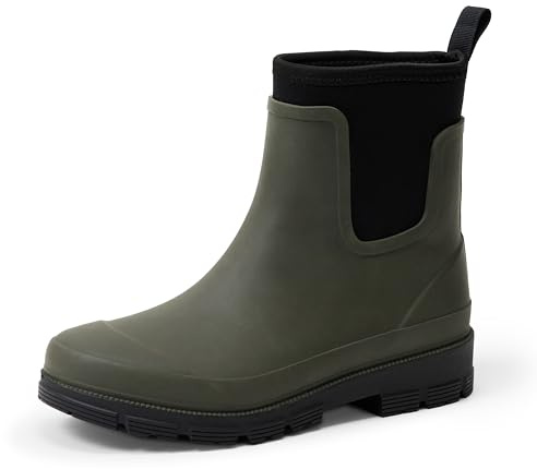 Amazon Essentials Women's Chelsea Ankle Rain Boot, Olive, 8