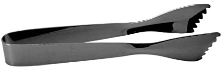 Pinzas para hielo Pinzas de cocina antideslizantes gruesas de grado alimenticio de acero inoxidable para el hogar, bar, restaurante, uso, pinzas para azúcar, pinzas para cubitos (Chapada en negro)