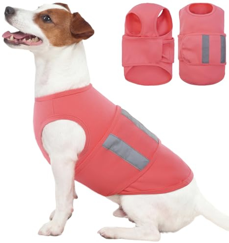 LETSQK Dog Anxiety Calming Vest, Gentle Compression Anxiety Suit for Dogs, Breathable Dog Calming Wrap for Separation Anxiety, Thunder, Fireworks, Vet Visits, Pink XS