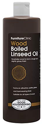 Huile de Lin Cuite pour Traitement Entretien du Bois Furniture Clinic - Protection en Intérieur/Extérieur sur Surfaces : Meubles, Mobilier Jardin, Plan de Travail, Pierre, Métal. Fini Brillant. 500 ml