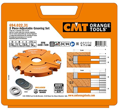 CMT CMT 694.022.31 Two-Piece Adjustable Grooving Set, 6-11/16-Inch Diameter, 1-1/4-Inch Bore