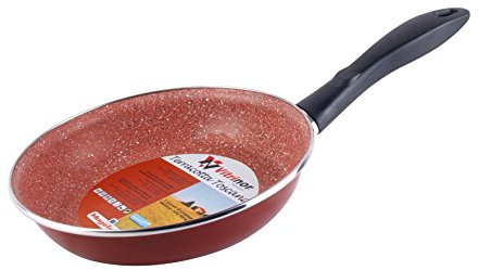 MAGEFESA Toscana Terracota Sartén 20 cm de Acero esmaltado, Antiadherente Multicapa Efecto Piedra, Color marrón Exterior, Apta para Todo Tipo con cocinas, incluida inducción, Borgoña