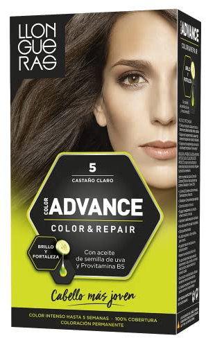 Llongueras Color Advance Tinte Pelo Mujer Coloración Permanente Color Intenso Hasta 5 semanas - Tono 5 Castaño Claro