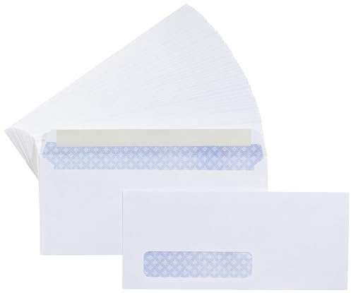Amazon Basics #10 Security-Tinted Self-Seal Business Envelopes with Left Window for Invoices and Documents, White, 500-Pack