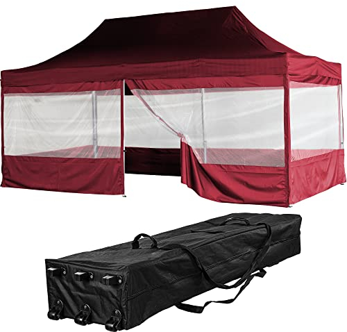 INSTENT Alu-Pavillon 3 x 6 m Pro 4 Seitenteile wasserdicht UV-Schutz 50+, rot