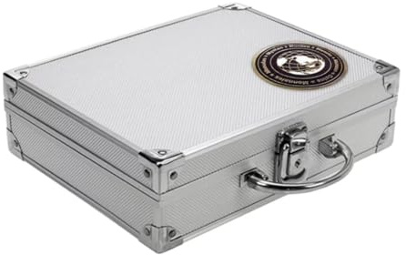 SAFE Albums Silver Aluminium Coin Case with 6 Dark Blue Velour Trays for 214 Different Sized Coins up to 41mm in Diameter