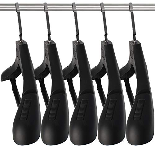 Plastic Extra Wide Suit Hangers, Pack of 15, Width: 17.7,Notched Shoulders & Metal Hooks, Black