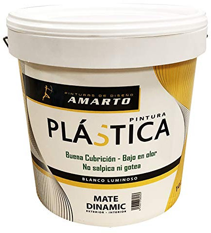 Pintura plastica mate dinamic Interior/Exterior especial para protección y decoración en paredes de interior y exterior (8 L, Blanco mate)