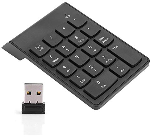 Bewinner1 Wireless Bluetooth Number Pads, 18 Keys Mini Portable Financial Accounting Number Keyboard, Mute Digital Keyboard Numeric Keypads for Laptop/PC/Desktop/Surface Pro/Notebook(Black)