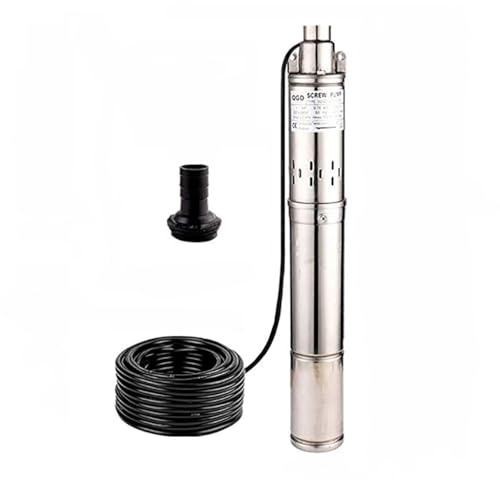 SHYLIYU 1Hp Deep Well Submersible Pump,220V/60Hz 3 OD Pipe Deep Well Pump,with 50ft Electric Cord,11gpm Flow 335ft Head,1 Outlet Stainless Steel Screw Water Pump for Industrial,Irrigation & Home Use