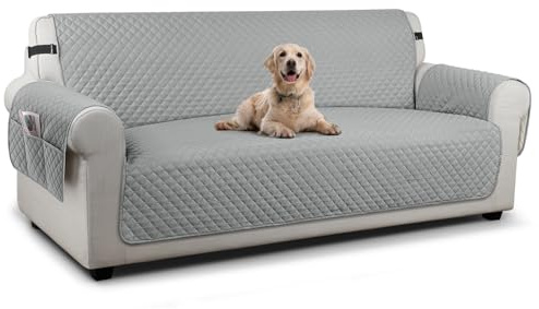 TAOCOCO Sofa Slipcovers Sofa Covers 3 Seater,Settee Covers with Storage Pockets,Anti Slip Couch Covers,Washable Sofa Protector for Pets(Pale Grey)