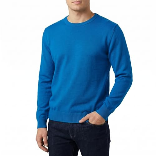 Castle Point Maglione Uomo 100% Cotone – Pullover Leggero Girocollo o Scollo a V, Maglia Uomo Traspirante Casual e Ufficio (Pavone, XL)