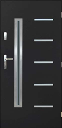 Otwarte Porta KanKan 01 con vetro Nano Advance porta d'ingresso in acciaio antracite (990 x 2065 con telaio della porta a sinistra)