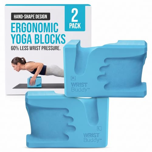 WRISTBuddy® Yoga Blocks 2 Pack, High Density Non-Slip, Hand-Shaped Design
