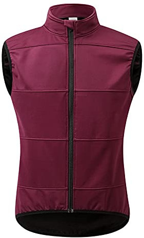 Winter Fahrradweste Herren Thermo Fleece, Outdoor Fleeceweste Wasserdicht Atmungsaktiv Ärmellos Jacke Laufweste Winddicht Radweste für Radfahren/Laufen,Rot,3XL