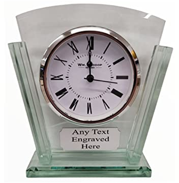 1stclassgifts [Custom] Personalised Glass Bezel Mantel Clock Wedding/Anniversary/Birthday/Retirement
