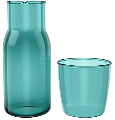 ABOOFAN Bedside Water Carafe with Tumbler Green Glass Bedside Night Water Carafe Set Pitcher Glass Water Cup Night Set 550ml for Midnight Drink Home Office Hotel