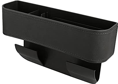 Qirc Car Seat Gap Filler, Multi-function Car Seat Organizer, Console Side Pocket Storage Box with Cup Holder, Upgraded Organizer Between Front Seats for Cellphones, Wallets, 1pc (Black)