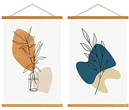 Lanpn A4 Cadre Poster Magnétique 21 CM, 21x30 21x42 Cadre Photo Aimanté en Bois Naturel pour Affiche Cadre Magnétique Cadre d'affiche Cadre Suspendu Porte-affiches (21cm, Teck, 2 Paquets)