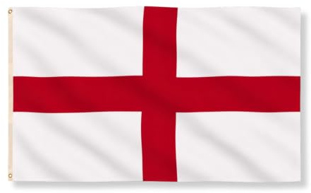 SHATCHI England St George’s Cross Flag 5ft x 3ft with Brass Eyelets – Large Polyester English Flag Banner for FIFA World Cup Football, Rugby Supporters and Indoor Outdoor Home & Garden Display