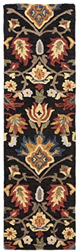 SAFAVIEH Tapis Contemporain pour Salon, Salle à Manger, Chambre à Coucher - Blossum Collection, Tapis à Poil Court, Charbon et Multicolore, 69 X 244 cm