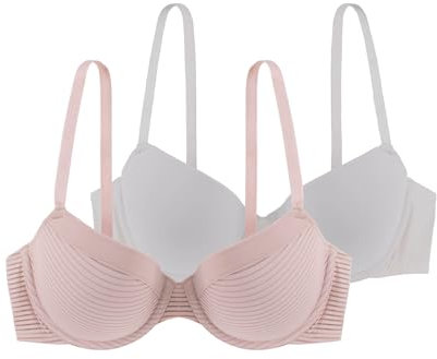 Dorina Set aus 2 niedrig gepolsterten Halb-BHS,Rosa/Elfenbein,85C