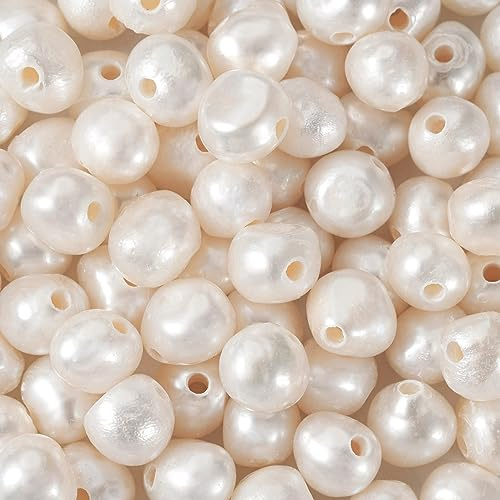 BB Beadthoven - 100 perline naturali d'acqua dolce da 7-8 mm, foro grande, 1,6 mm, perle barocche, per bracciali, cordini in pelle, creazione di gioielli