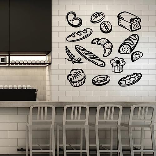 WEIMEIJIE Pain snack mur décalcomanie boulangerie boulangerie pâtisserie dessert cuisine restaurant décoration intérieure portes et fenêtres vinyle sticker murale 57x58 cm