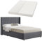 Juskys Polsterbett Savona 140x200 cm mit Matratze, Bett mit Stauraum, Samt-Bezug, Bettgestell aus Holz, bis 250 kg, großes Kopfteil, Dunkelgrau