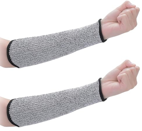 Manchons Résistants aux Coupures, 1 Pair Gant Anti Coupure Protection Anti-Rayures Protection Avant Bras, Protège-Bras Anti-Coupures pour Jardin Cuisine Travail Agricole Gris (sans Trou du Pouce)