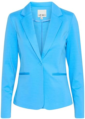ICHI IHKATE BL dam blazer kort blazer, jacka med en knapp-kavaj med stretch och, Azure Blue (174139), M
