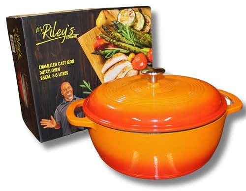 Enamelled Cast Iron Dutch Oven 28cm/5.8 Litres - Orange