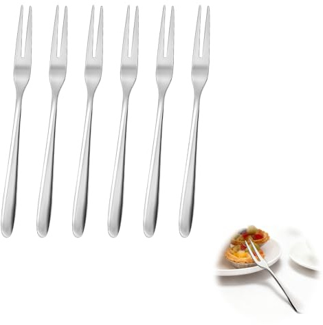Jetstream 6 Pièces Escargot Fourchette, Petite Fourchette, Pique Escargot, Fourchettes en Acier Inoxydable, pour le Gâteau, Chocolat, Fromage, Fruits