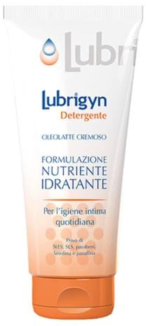 Lubrigyn Detergente Intimo Oleolatte Cremoso, Formulazione Nutriente e Idratante, Adatto per Igiene Intima Quotidiana, Senza SLES, SLS, Parabeni, Lanolina e Paraffina, Tubo 200 ml