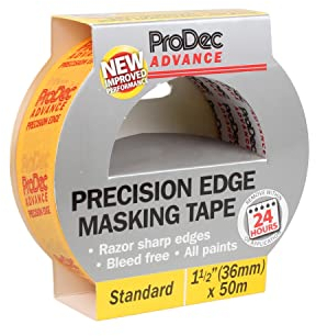ProDec Advance 36mm (1.5 inch) x 50m Precision Edge Multi Surface Painters Masking Tape for Razor Sharp Lines with No Paint Bleed For Indoor Painting and Decorating Compatible with All Paints, 1.5