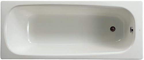 Baignoire CONTESA 140x70cm, en acier émaillé (épaisseur 1,5mm), bord plat, non percée, avec pieds métal à visser, fond l