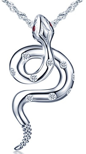Unendlich U 925 Sterling Silber Damen Halskette Schlange Zirkonia Anhänger Kettenanhänger