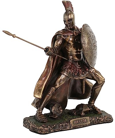 Veronese Design Hector Trojan Prince Warrior of Troy Holding Spear and Shield Statue