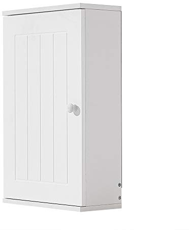 Panana Wall Bathroom Cabinet Wooden Storage Cupboard Unit Wall Mounted Cabinet with Single Door Shelf Furniture White