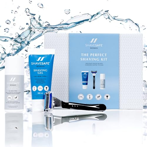 ShaveSafe - 1 Pack - Komplettes Rasierset für Frauen – ein sanftes und sorgenfreies Rasiererlebnis - Enthält Rasiergel, Damenrasierer und Bikinizonen-Reparaturcreme